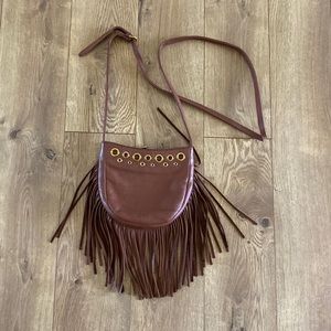Crossbody leather fringe purse